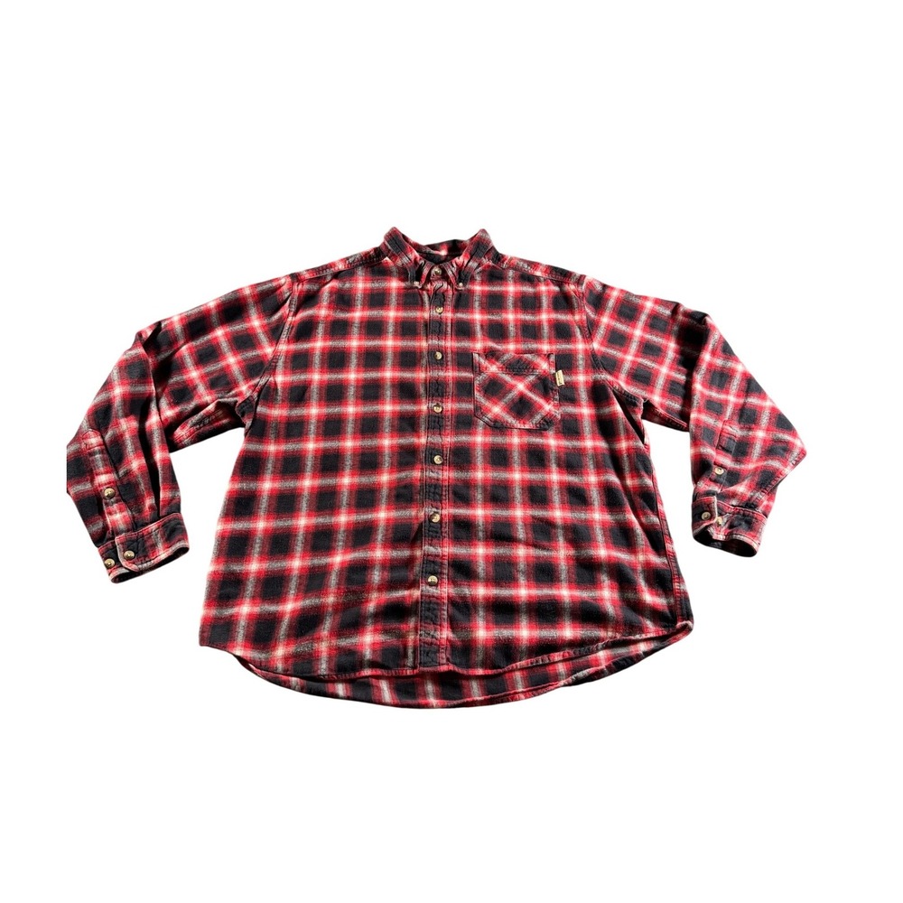 Woolrich Red Black Plaid Flannel Shirt Men Button Up Long Sleeve Cozy Warm SZ XL